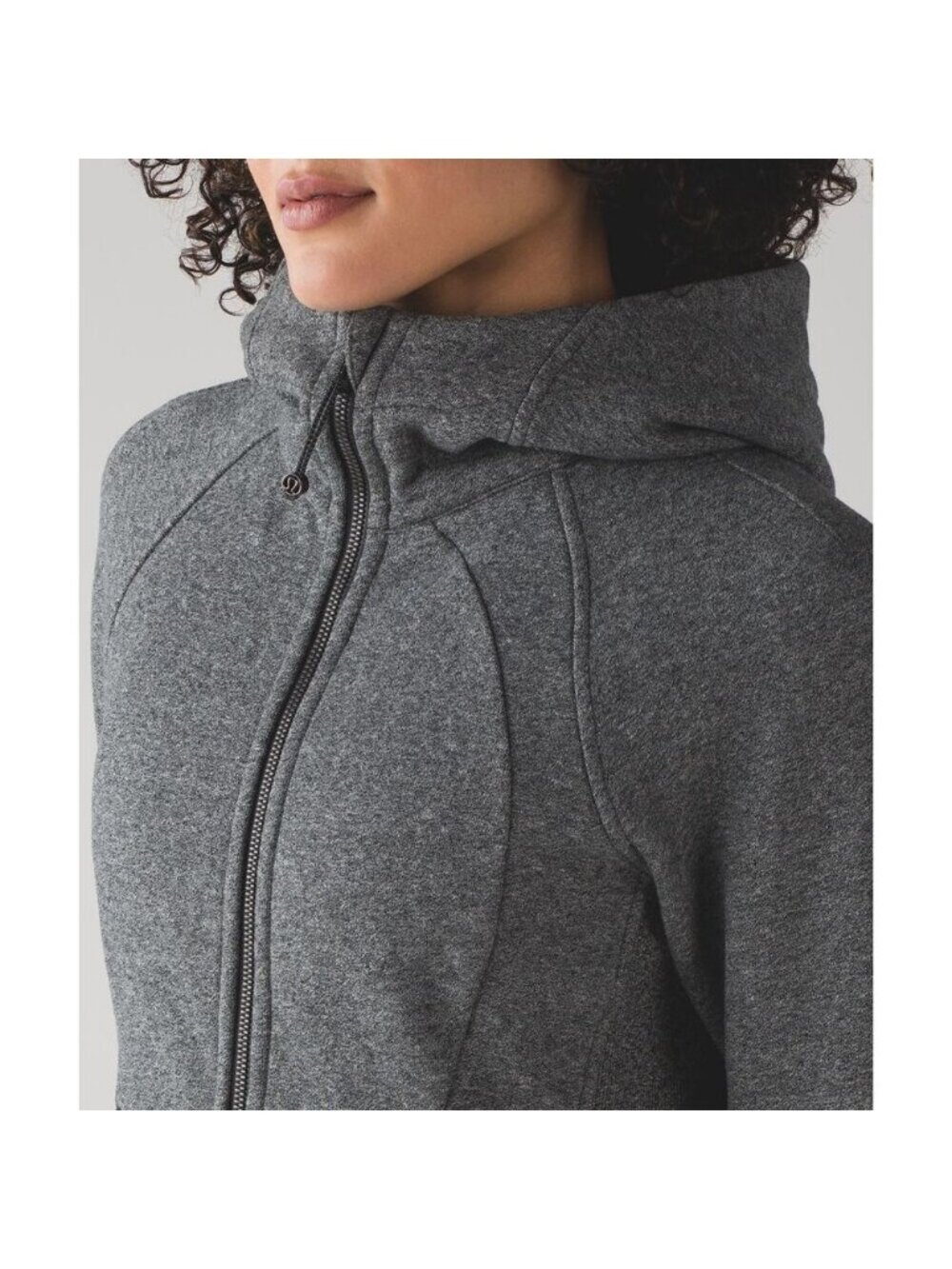 LULULEMON Scuba Hoodie Light Cotton Fleece Size 4 Heathered Speckled Black - Picture 2 of 7